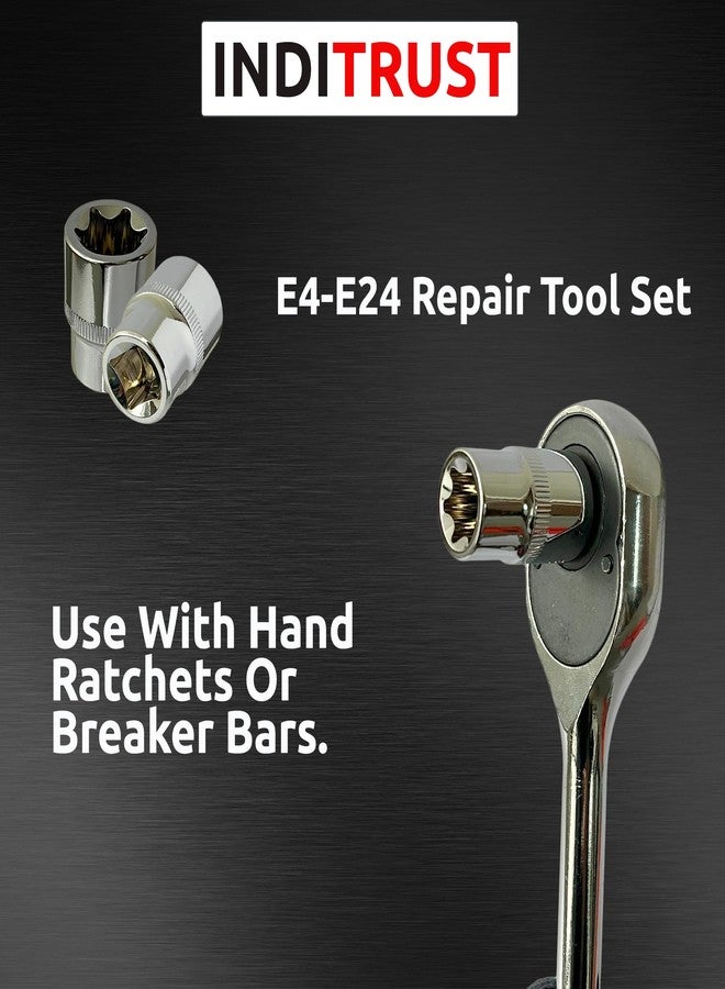 Inditrust مجموعة مفاتيح توركس أنثوية ممتازة من إنديترست، مصنوعة من فولاذ الكروم والفاناديوم، مكونة من 14 قطعة، طراز E-Torx، مجموعة مفاتيح توركس فائقة الجودة، مجموعة مفاتيح عزم الدوران، مجموعة مفاتيح توركس خارجية، E4 E5 E6 E7 E8 E10 E11 E12 E14 E16 E18 E20 E22 E24 - Image 3